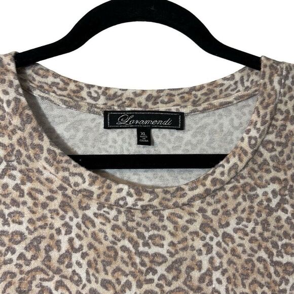 Loramendi leopard print pullover sweater with side vents XL - Picture 4 of 9
